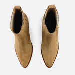 Botin tacon ela de cuero para mujer - Beige