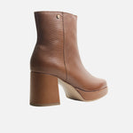 Botin plataforma renata de cuero para mujer - Miel