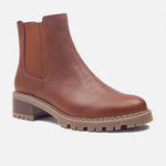 Botin plano beatrice de cuero para mujer - Brandy