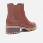 Botin plano beatrice de cuero para mujer - Brandy