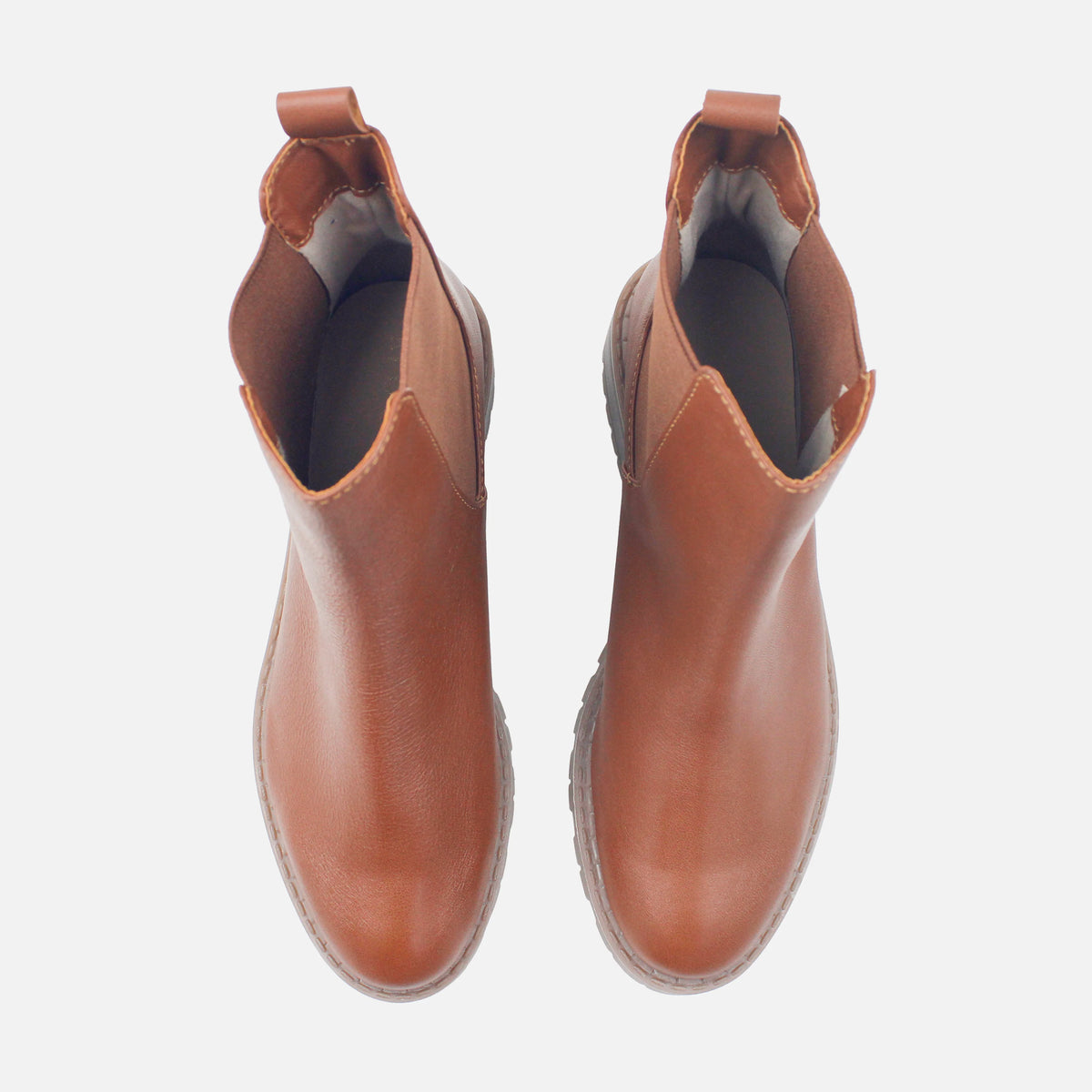 Botin plano beatrice de cuero para mujer - Brandy