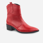 Botin texano messy de cuero para mujer - Rojo