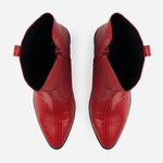 Botin texano messy de cuero para mujer - Rojo