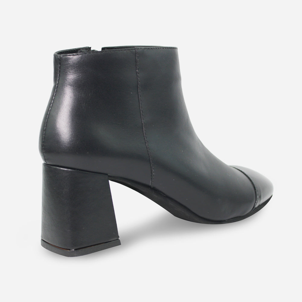 Botin tacon night de cuero para mujer - Negro