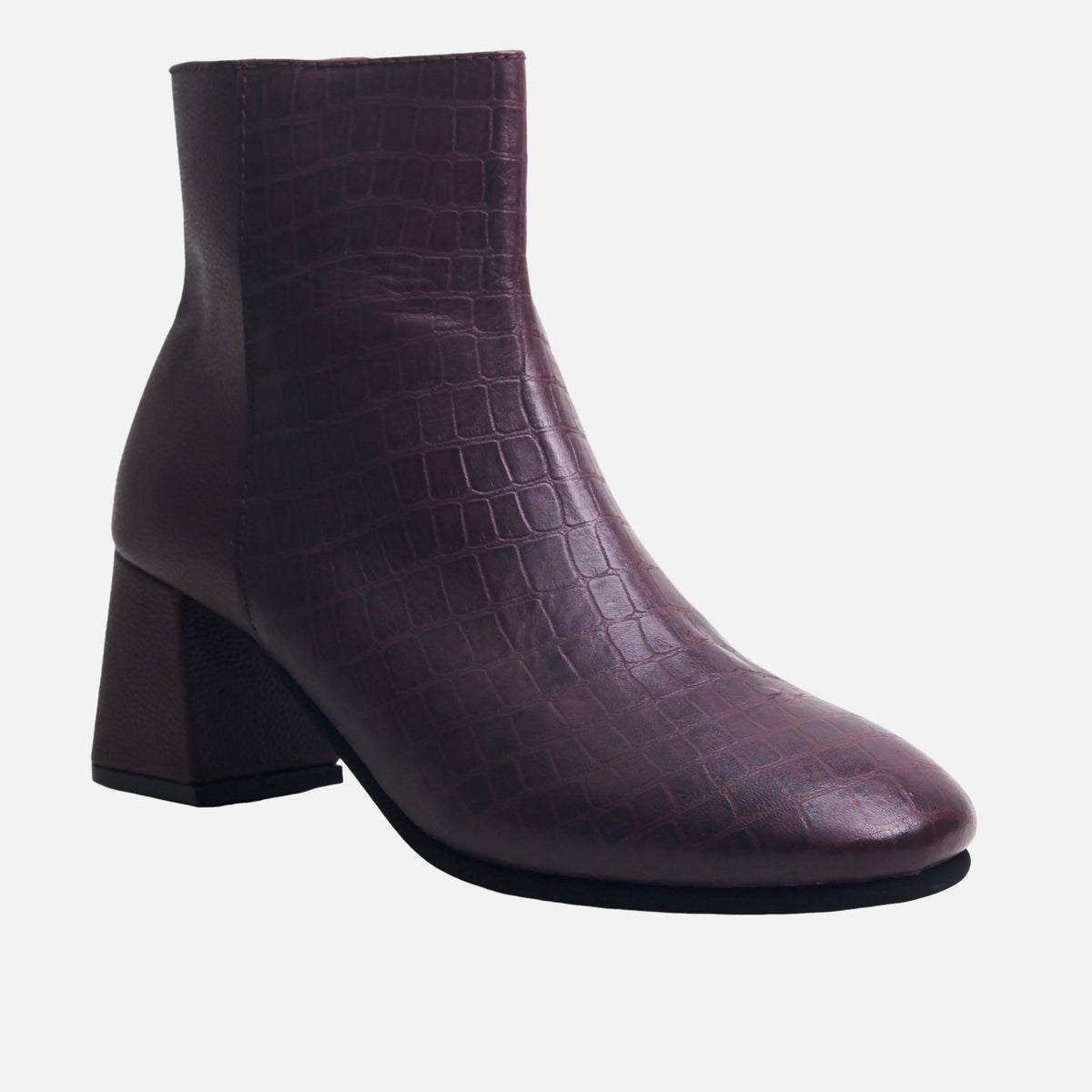 Botin tacon emma de cuero para mujer - Vino
