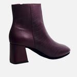 Botin tacon emma de cuero para mujer - Vino
