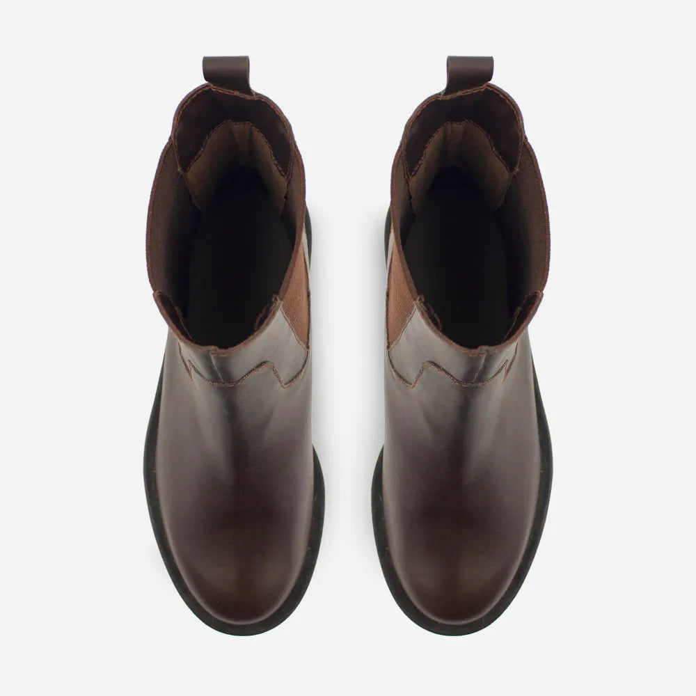 Botin tractorado luna de cuero para mujer - Café