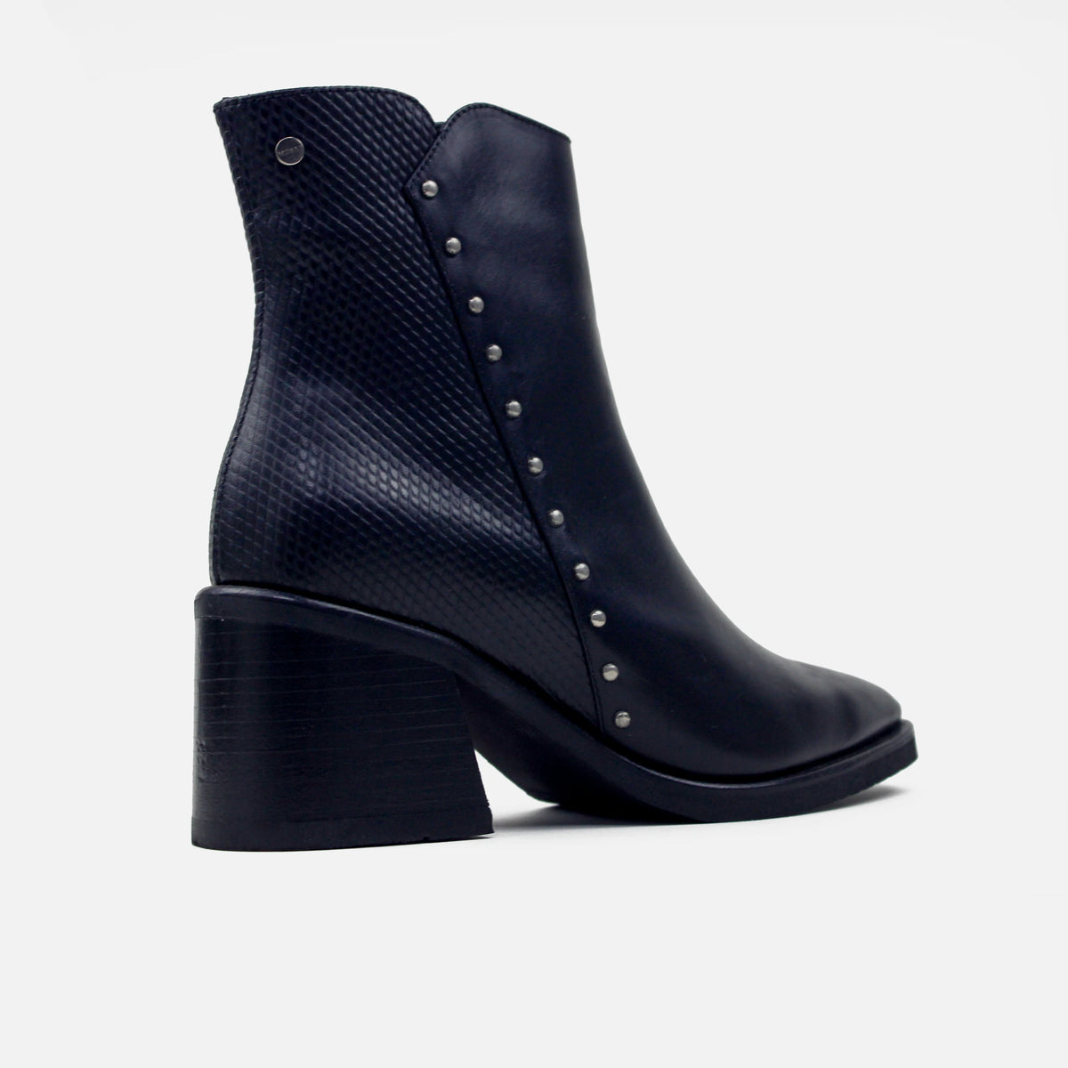 Botin tacon carina de cuero para mujer - Negro