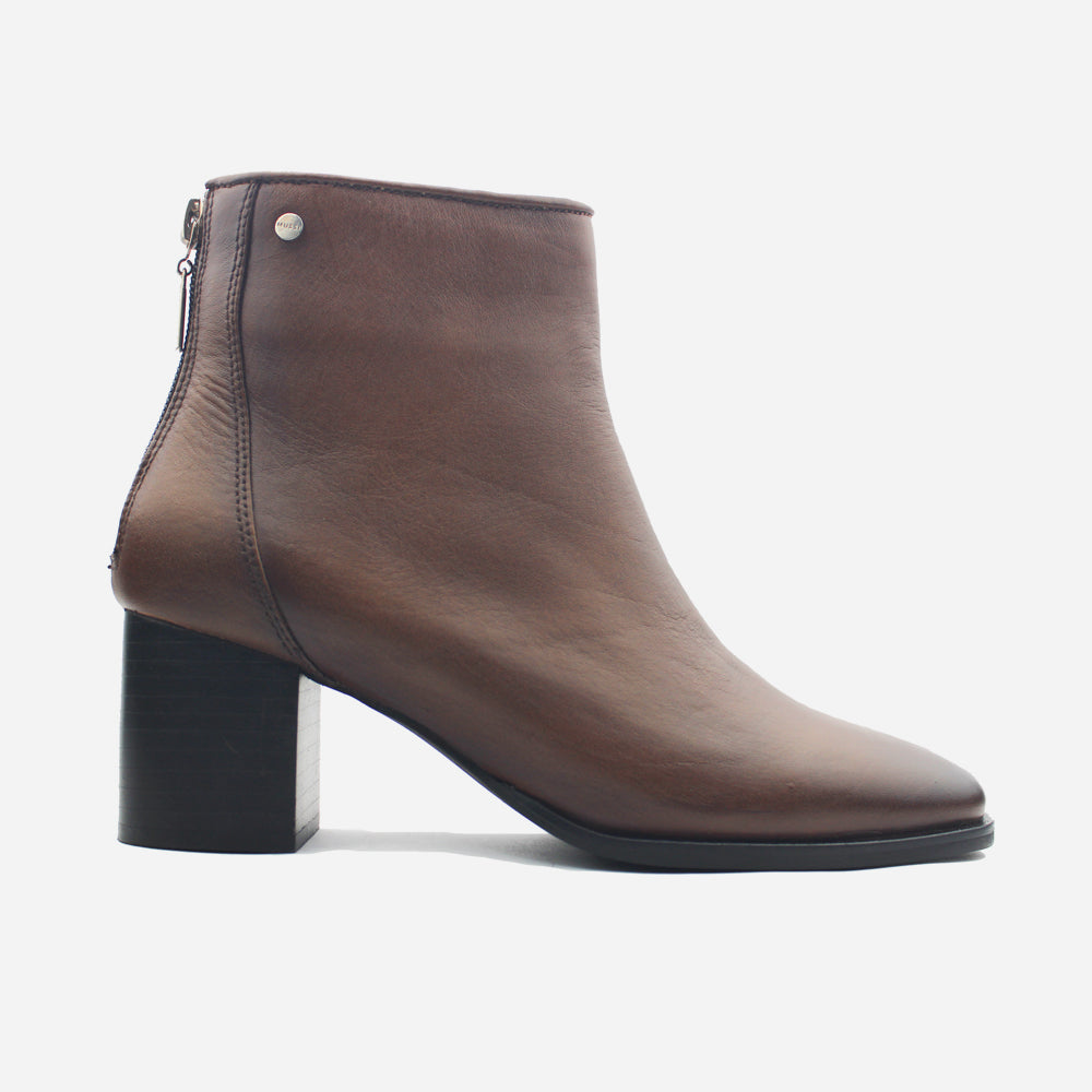 Botin tacon mila de cuero para mujer - Miel