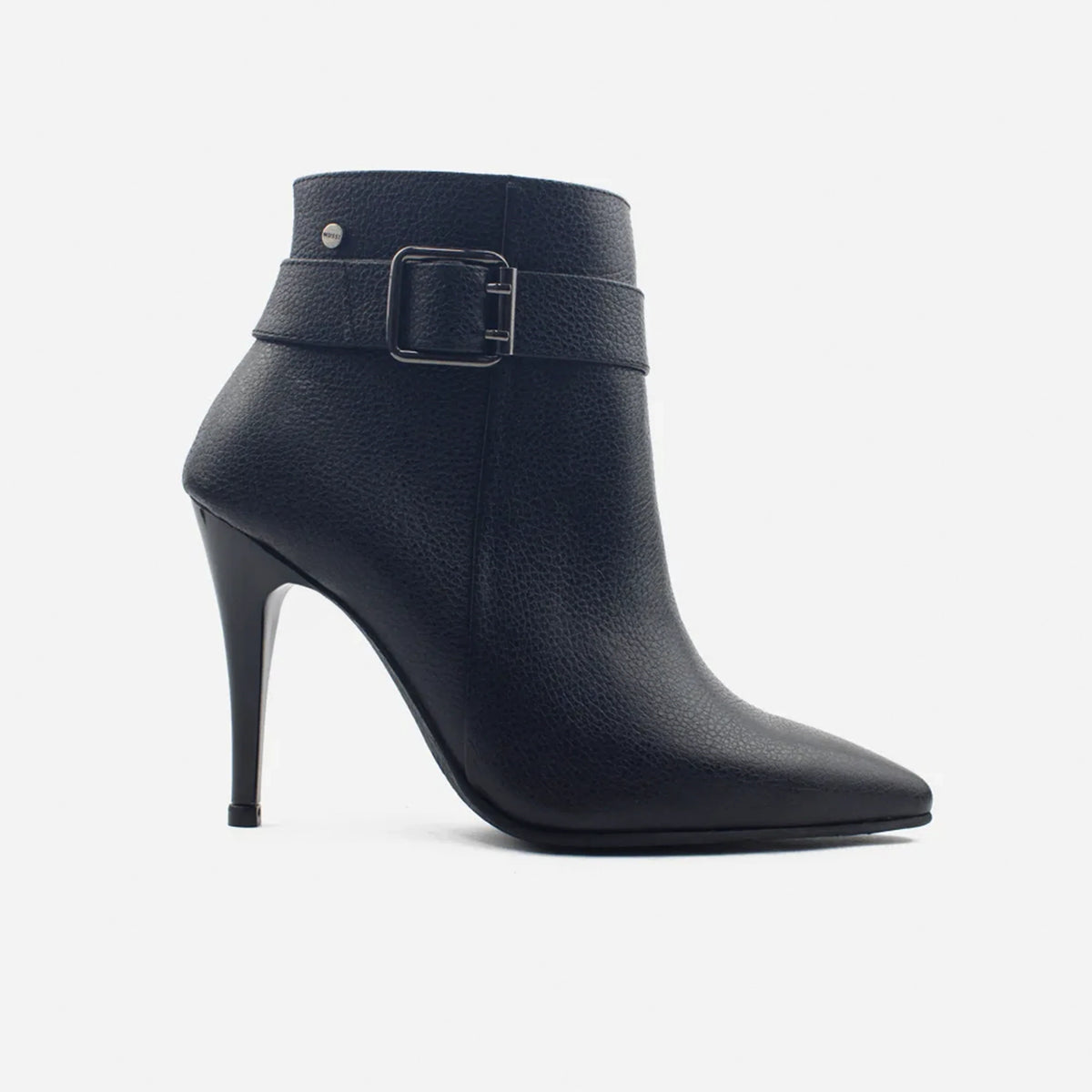 Botin tacon elisa de cuero para mujer - Negro