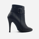 Botin tacon elisa de cuero para mujer - Negro