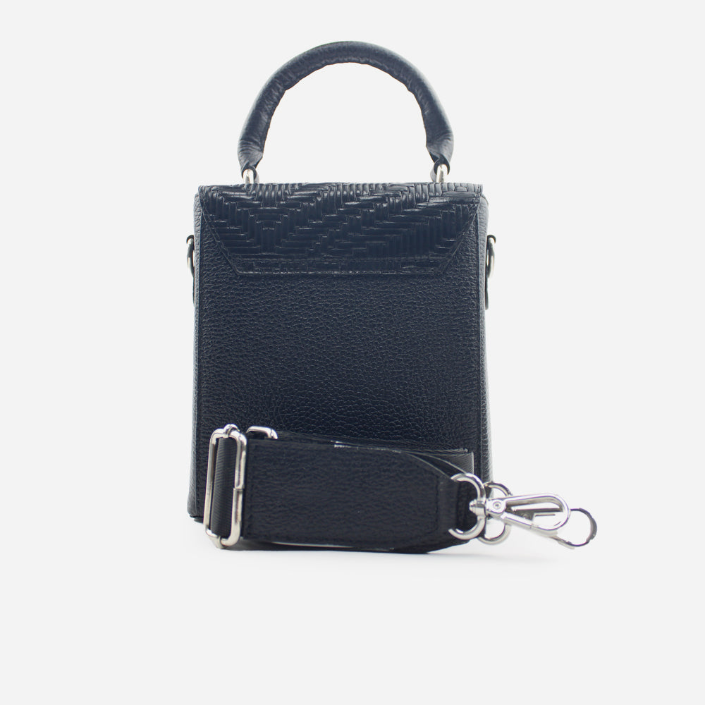 Bolso manos libres dalia de cuero para mujer - Negro