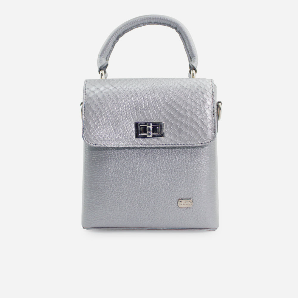 Bolso manos libres dalia de cuero para mujer - Plata