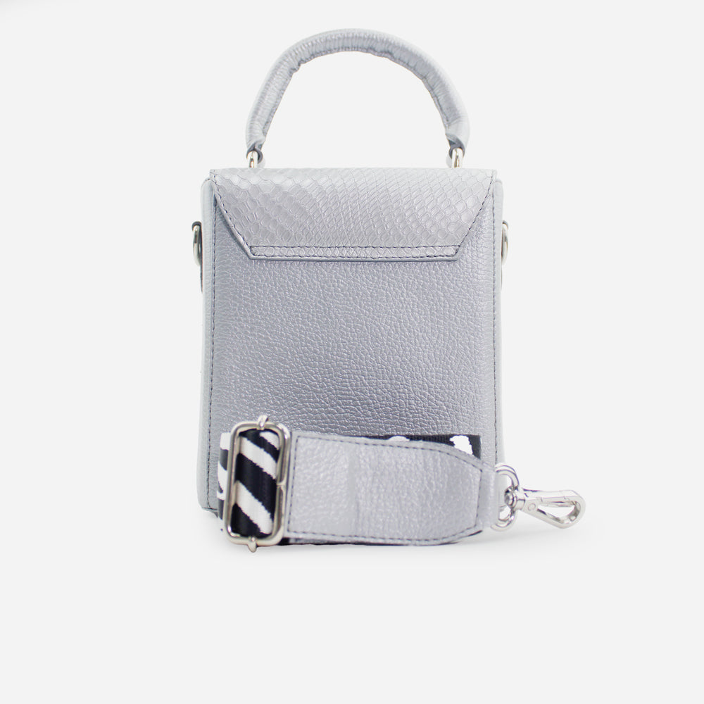 Bolso manos libres dalia de cuero para mujer - Plata