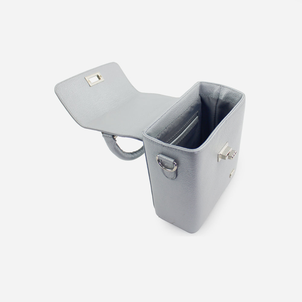 Bolso manos libres dalia de cuero para mujer - Plata