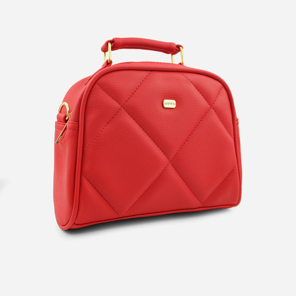 Bolso manos libres celeste de sintético para mujer - Rojo