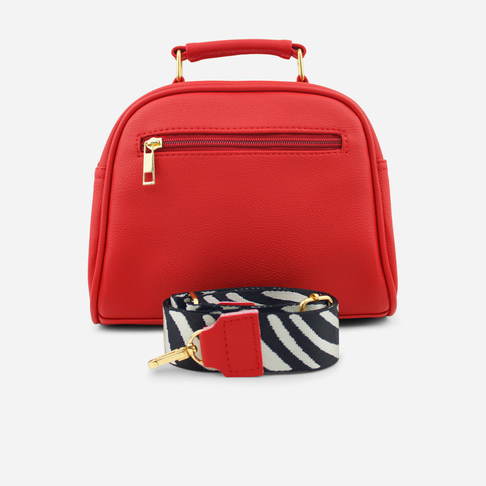 Bolso manos libres celeste de sintético para mujer - Rojo