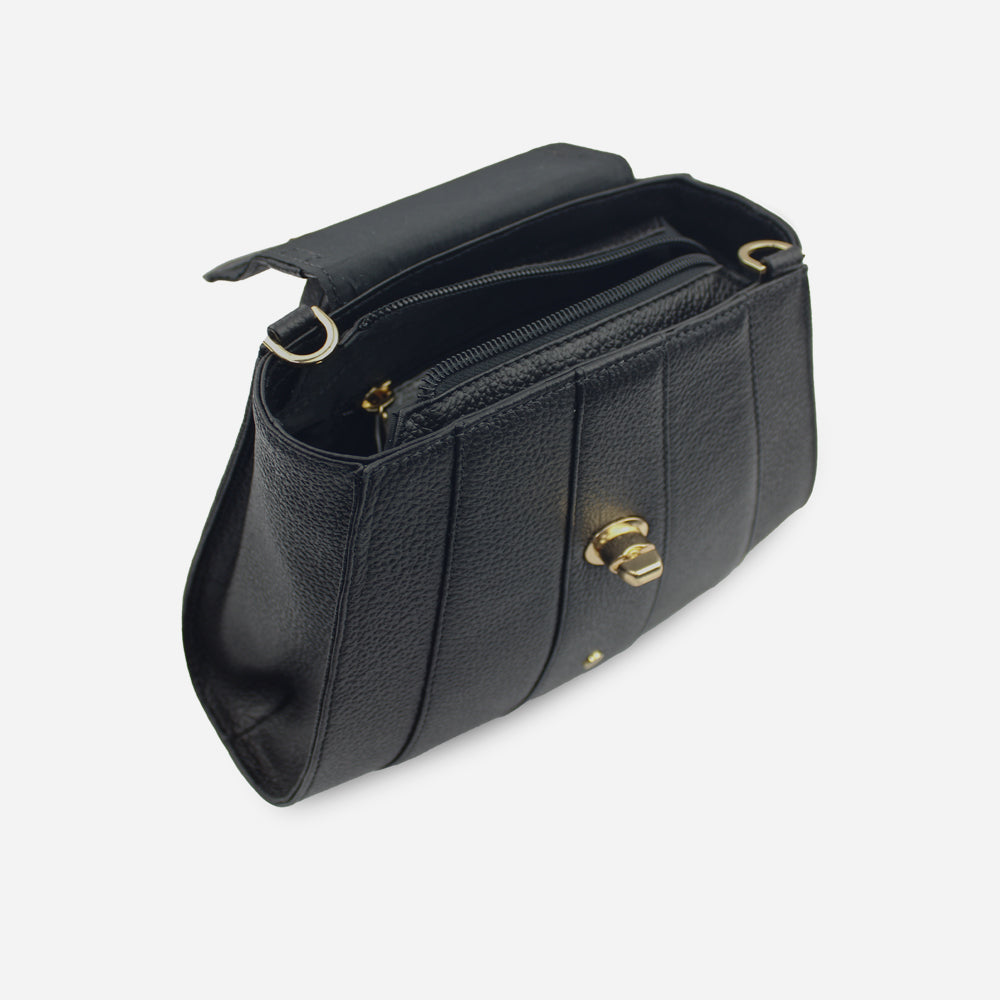 Bolso manos libres antonella de cuero para mujer - Negro