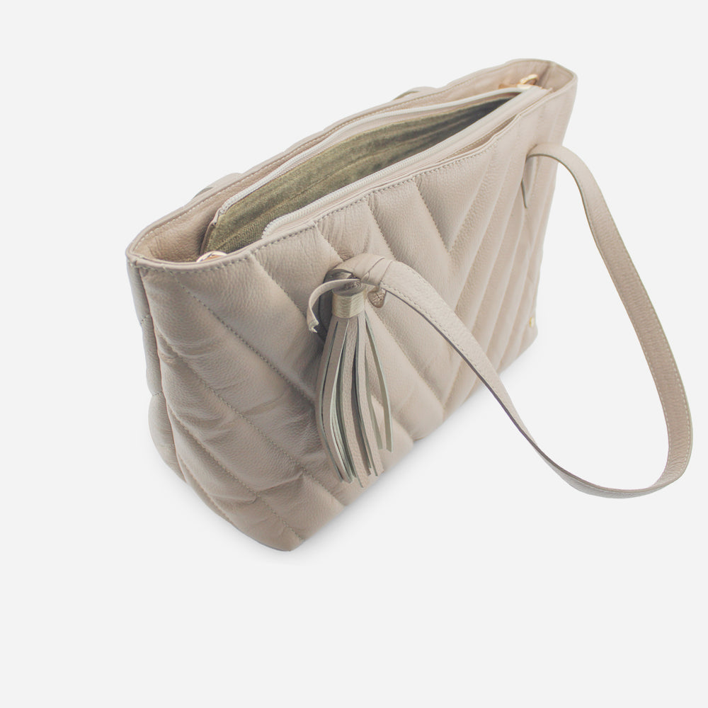 Cartera nadia de cuero para mujer - Nude
