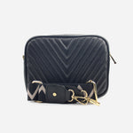 Bolso manos libres camilla de cuero para mujer - Negro