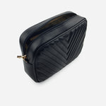 Bolso manos libres camilla de cuero para mujer - Negro