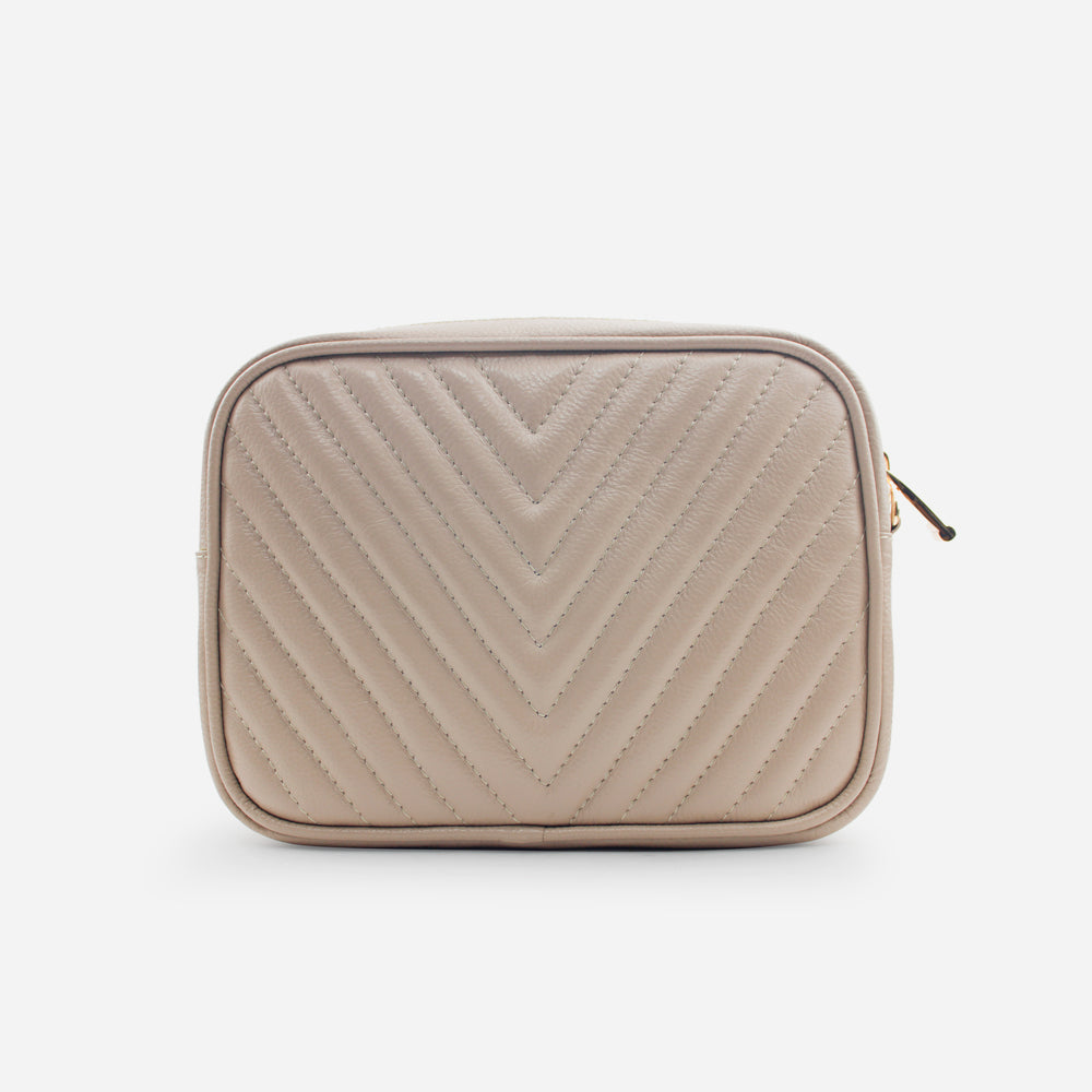 Bolso manos libres camilla de cuero para mujer - Nude