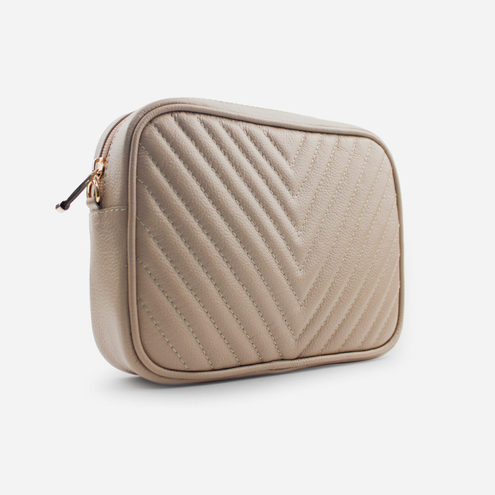 Bolso manos libres camilla de cuero para mujer - Nude