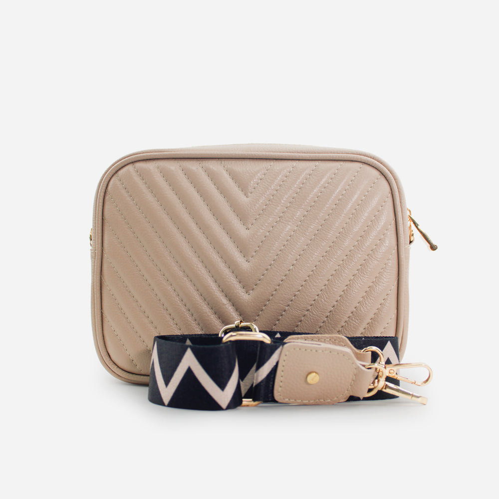 Bolso manos libres camilla de cuero para mujer - Nude