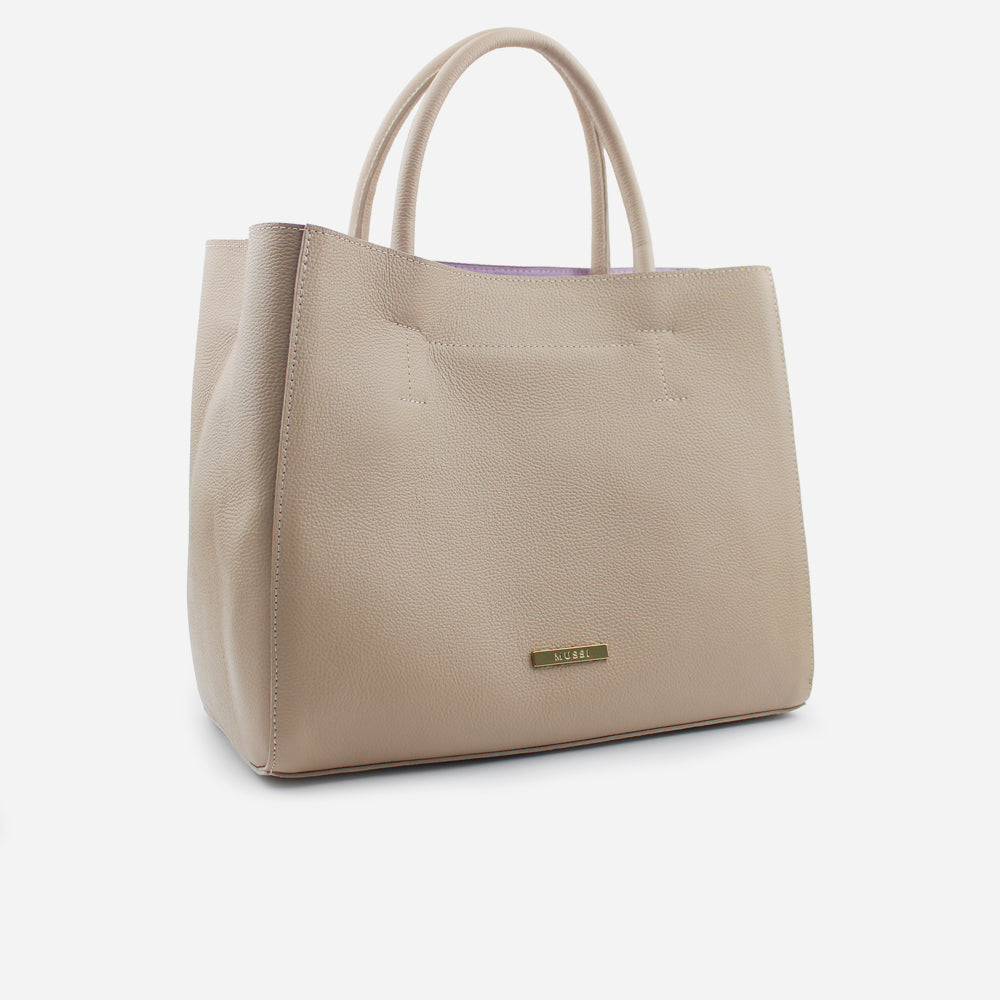 Cartera daphne de cuero para mujer - Nude