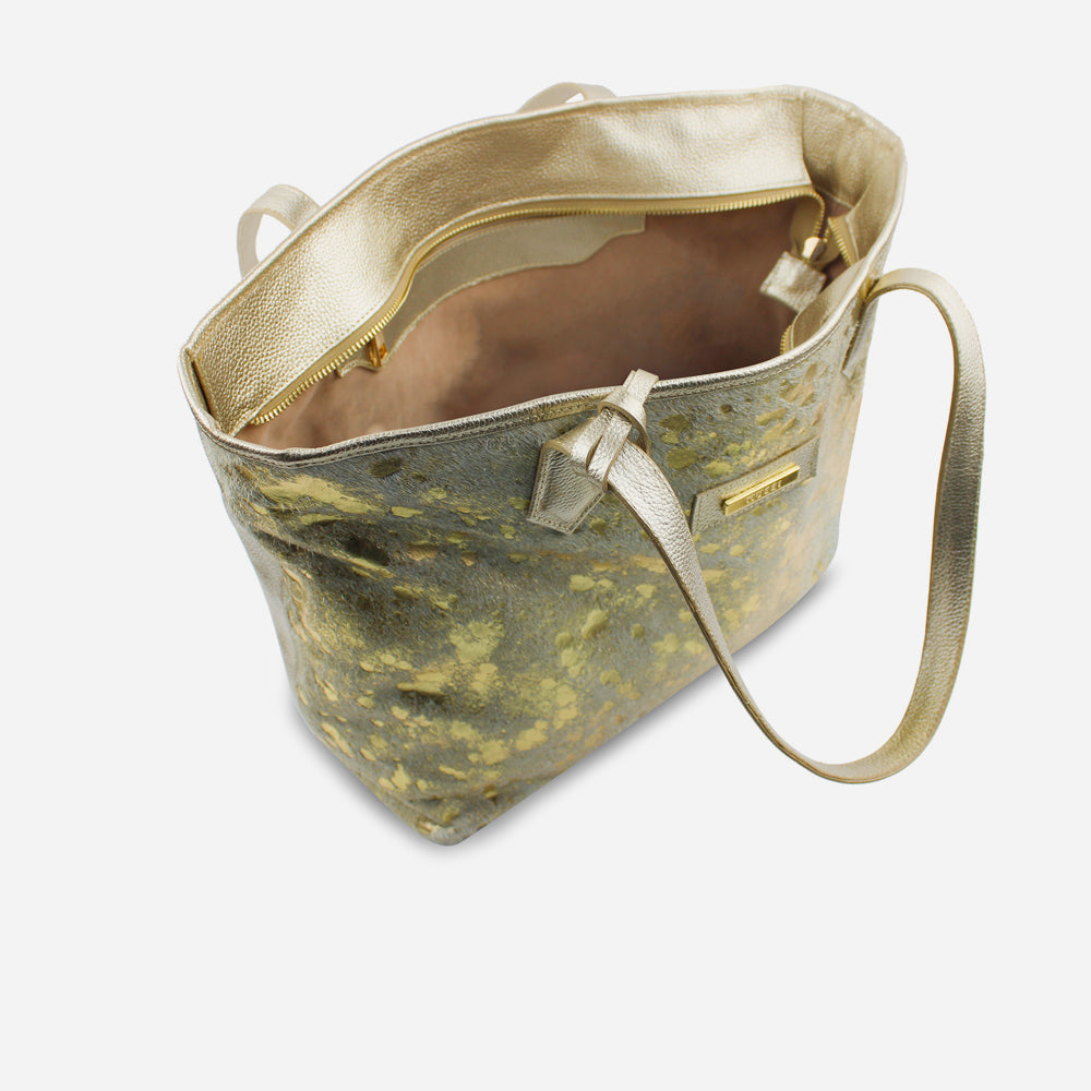 Cartera adela de cuero para mujer - Oro