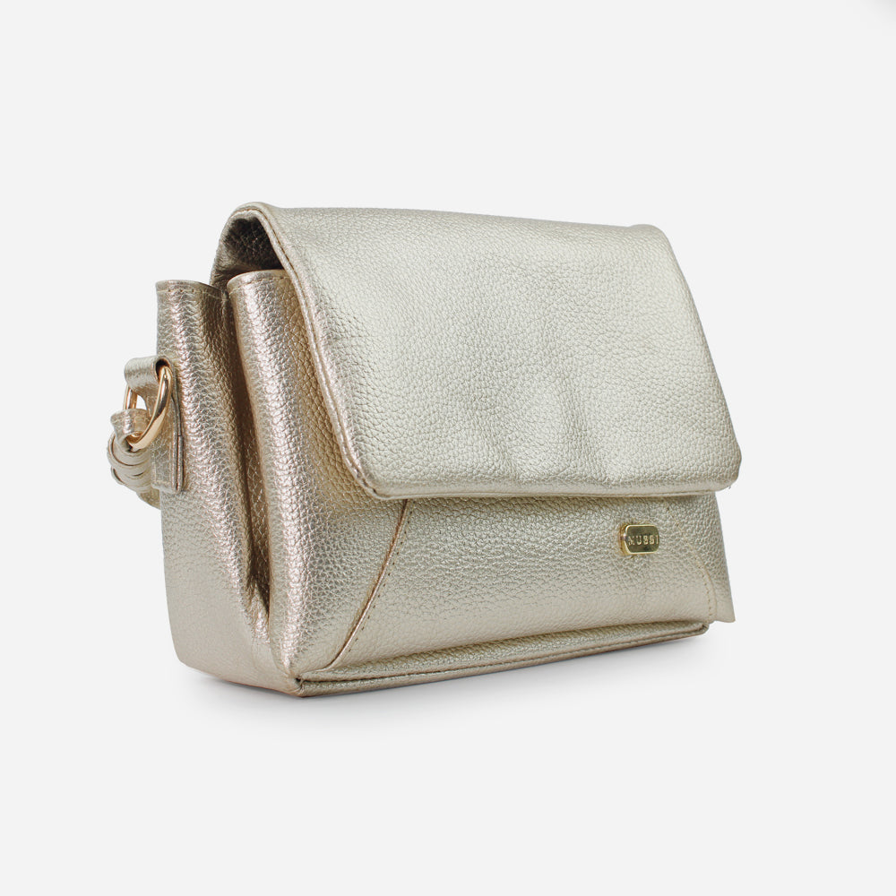 Bolso manos libres kira de cuero para mujer - Oro