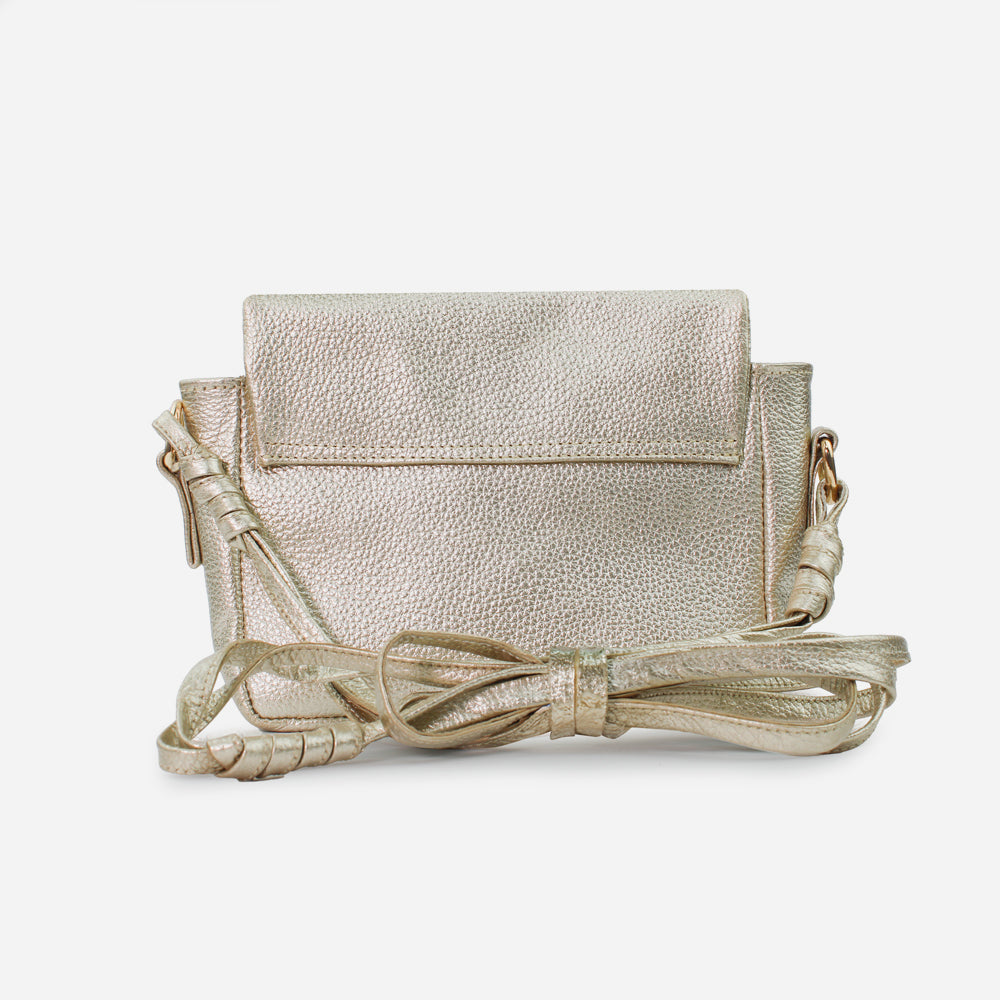 Bolso manos libres kira de cuero para mujer - Oro