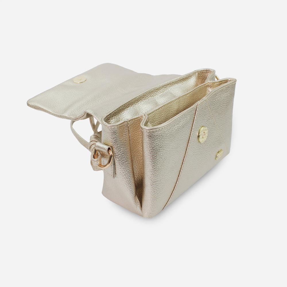 Bolso manos libres kira de cuero para mujer - Oro