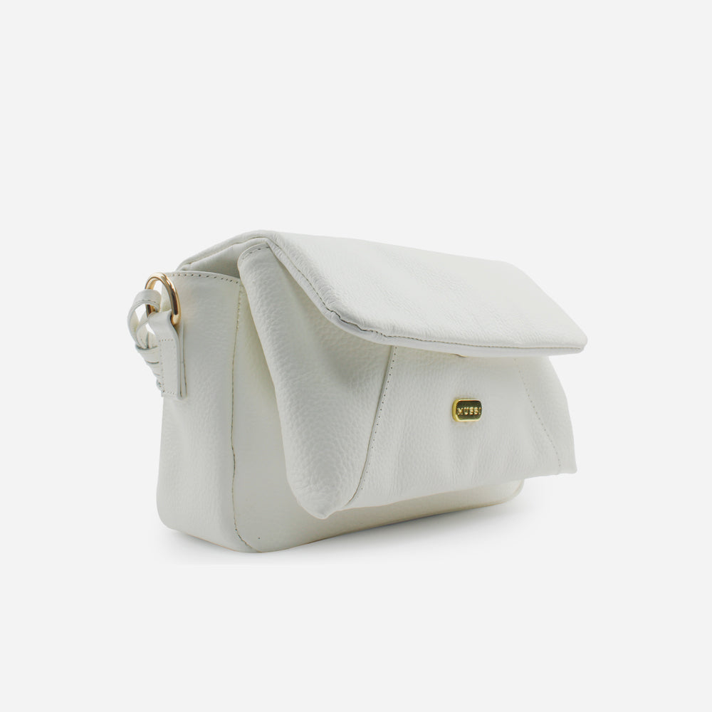Bolso manos libres kira de cuero para mujer - Hueso