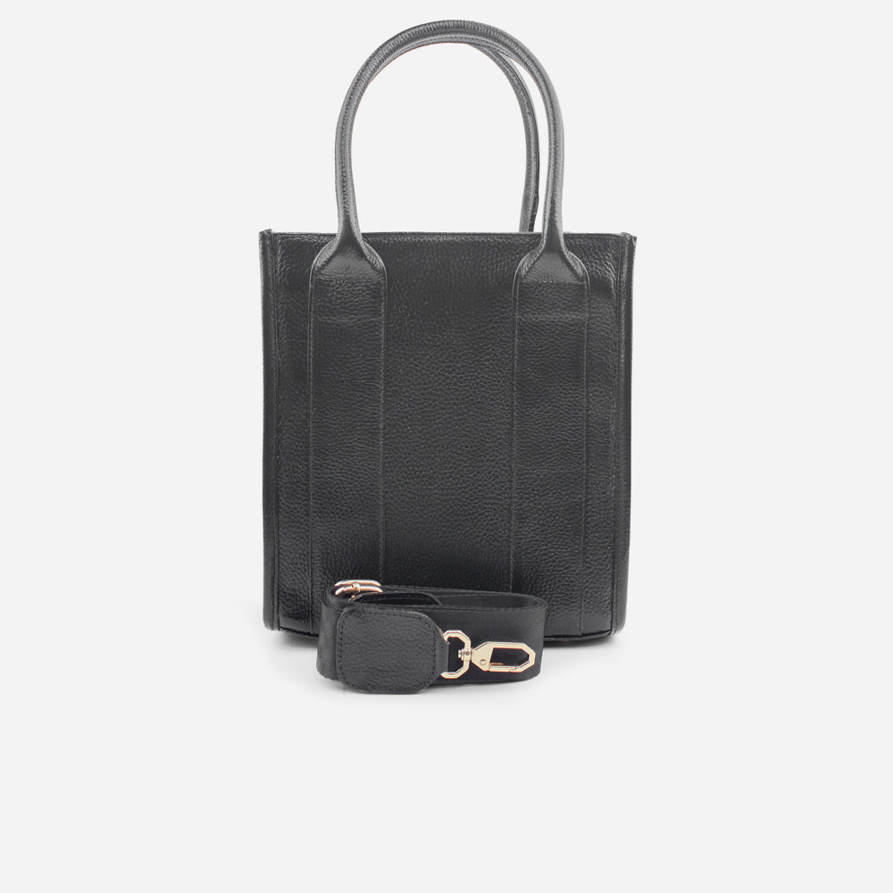 Bolso manos libres laris de cuero para mujer - Negro