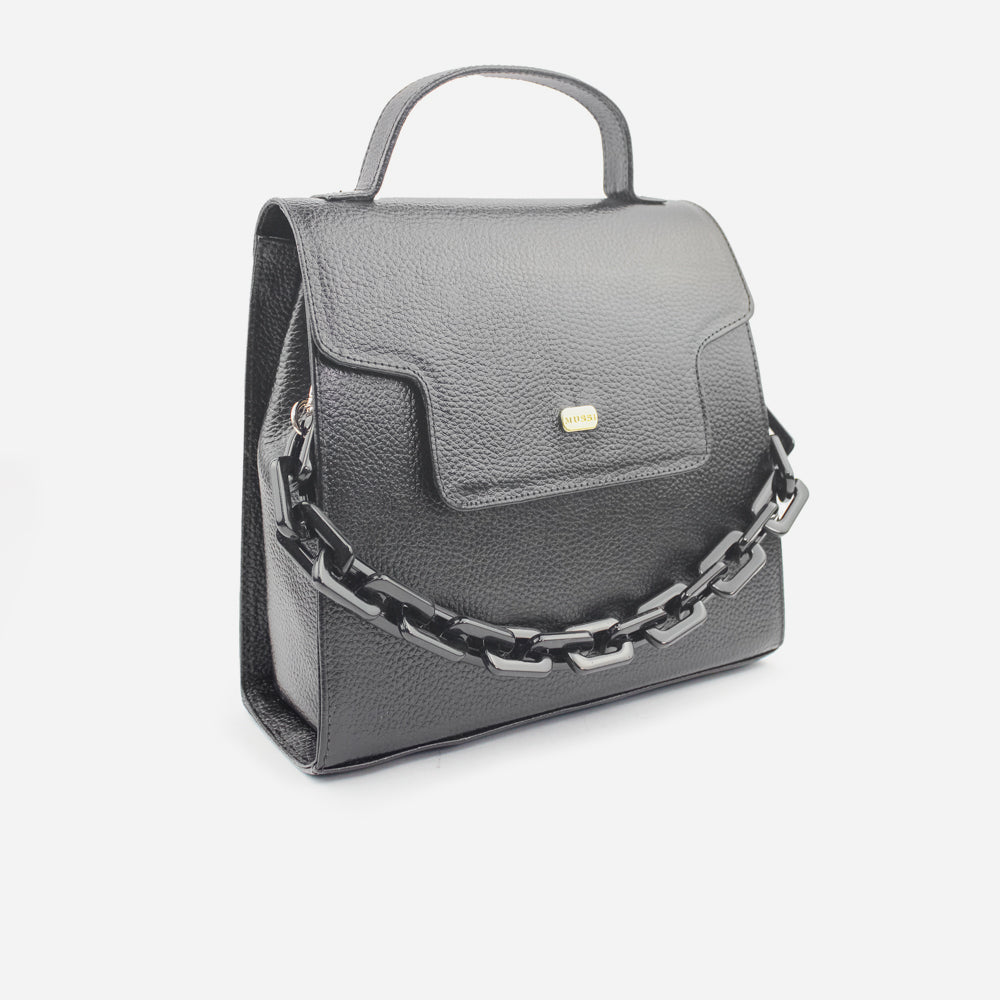 Bolso manos libres lara de cuero para mujer - Negro