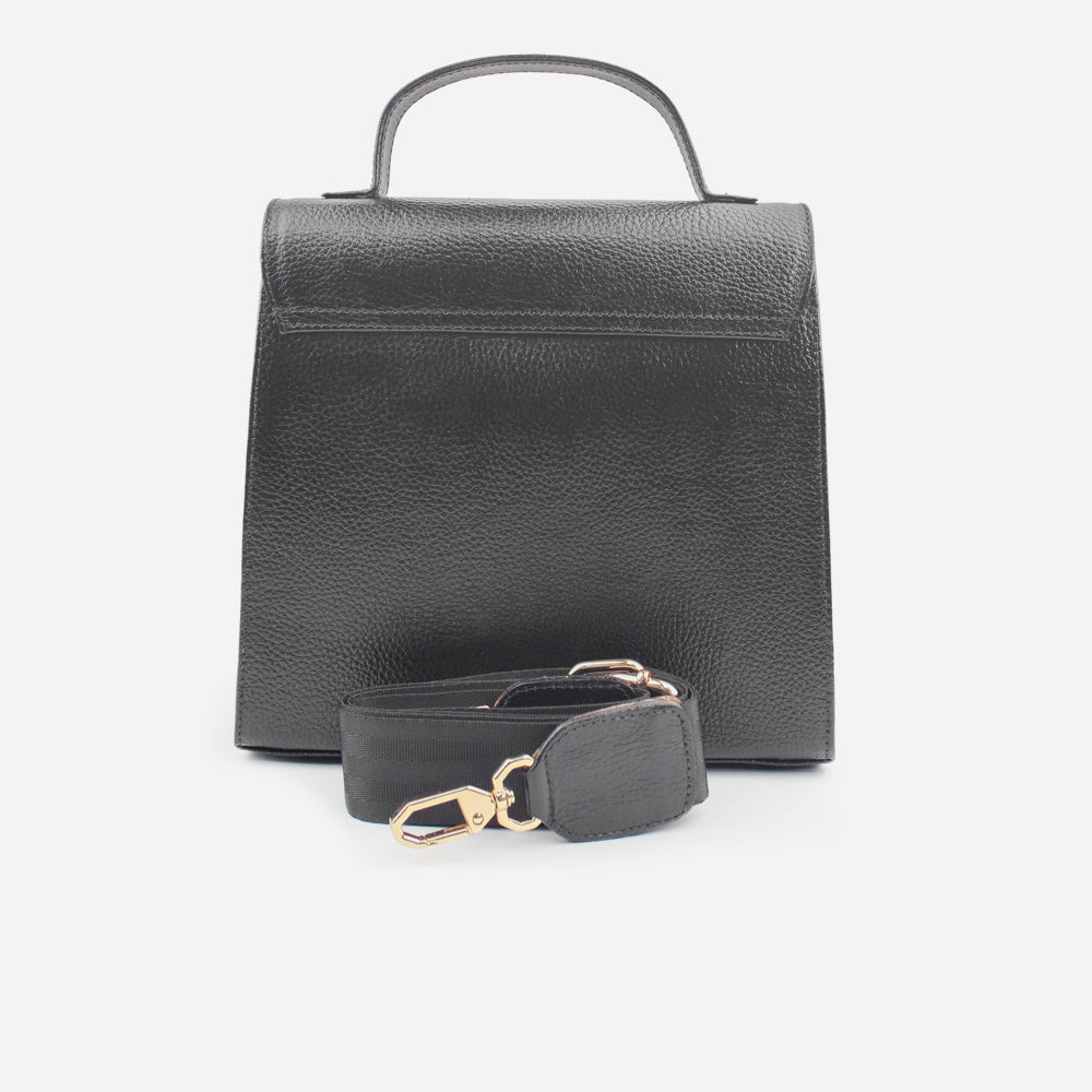 Bolso manos libres lara de cuero para mujer - Negro