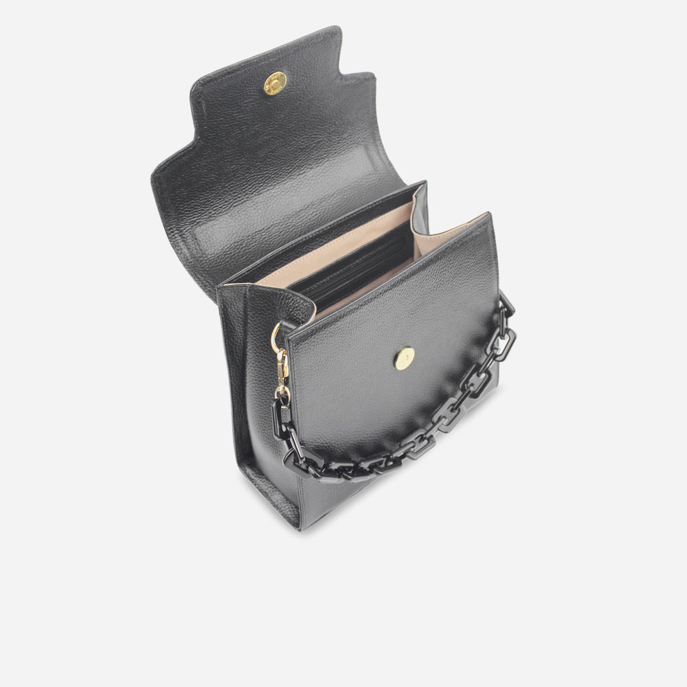 Bolso manos libres lara de cuero para mujer - Negro