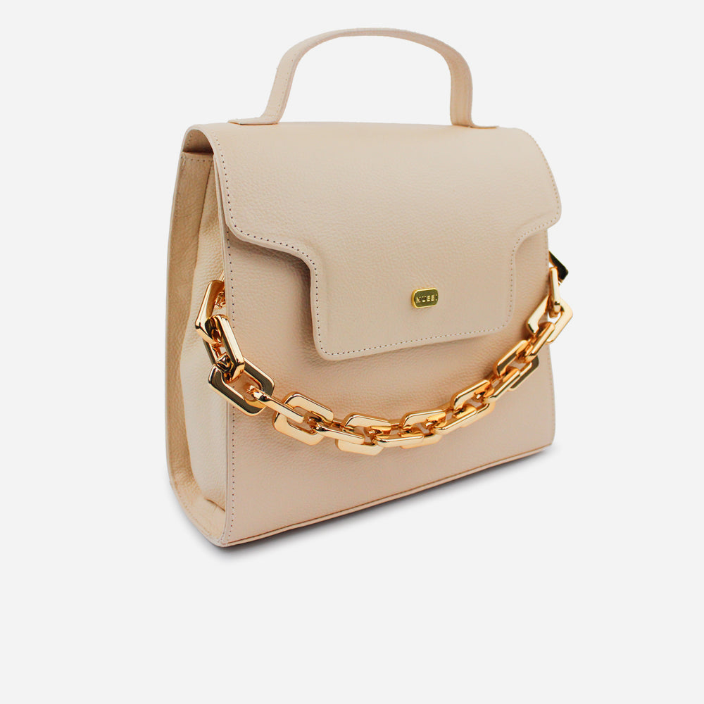 Bolso manos libres lara de cuero para mujer - Beige