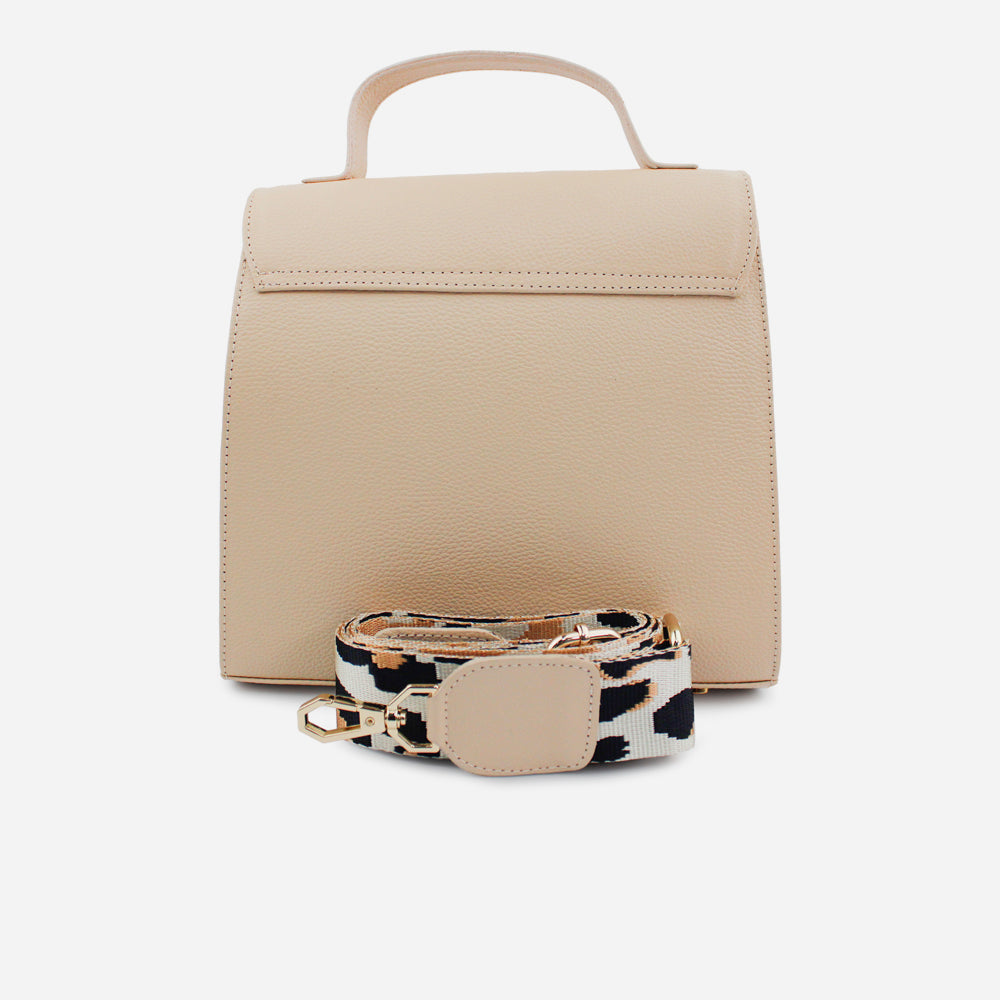 Bolso manos libres lara de cuero para mujer - Beige