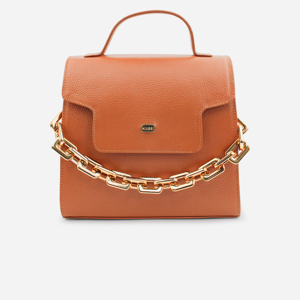 Bolso manos libres lara de cuero para mujer - Miel