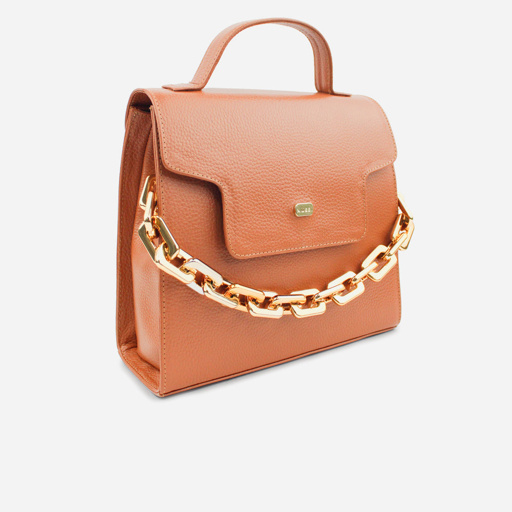 Bolso manos libres lara de cuero para mujer - Miel