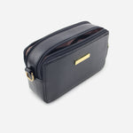 Bolso manos libres nebula de cuero para mujer - Negro