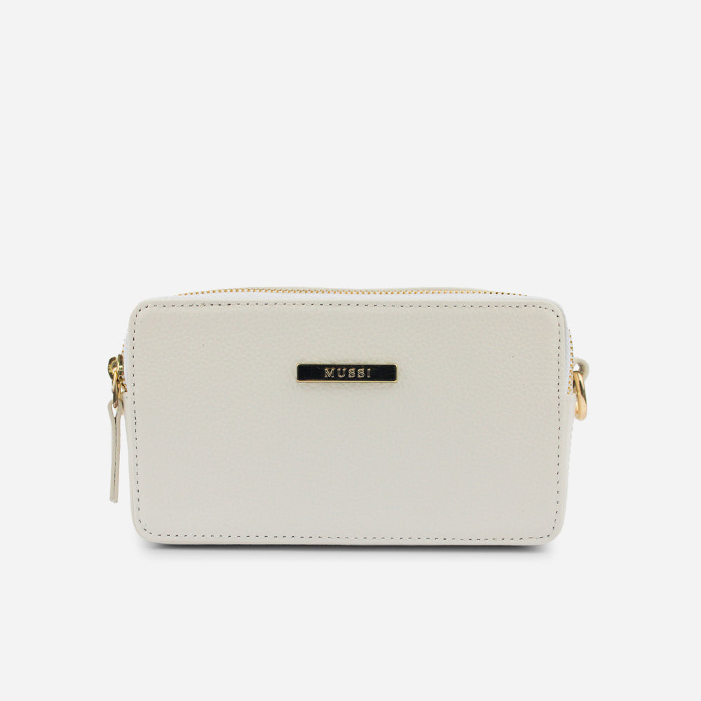 Bolso manos libres nebula de cuero para mujer - Blanco