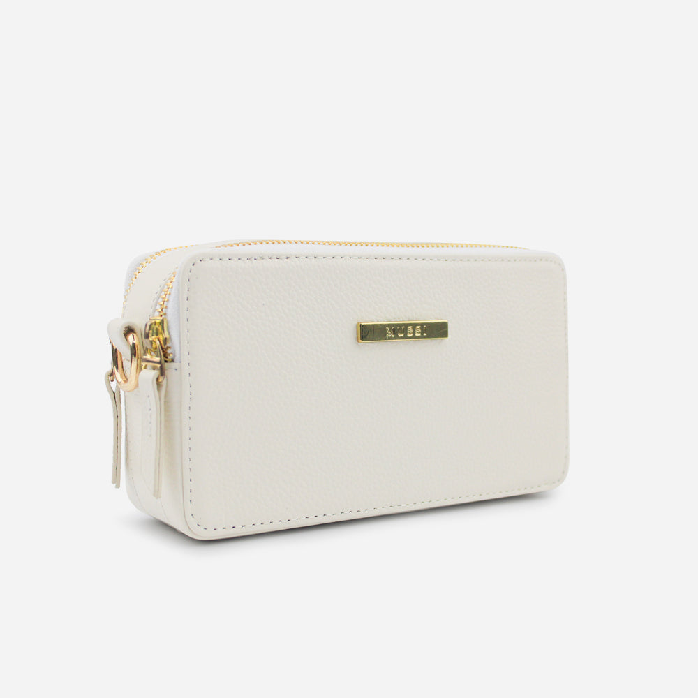 Bolso manos libres nebula de cuero para mujer - Blanco