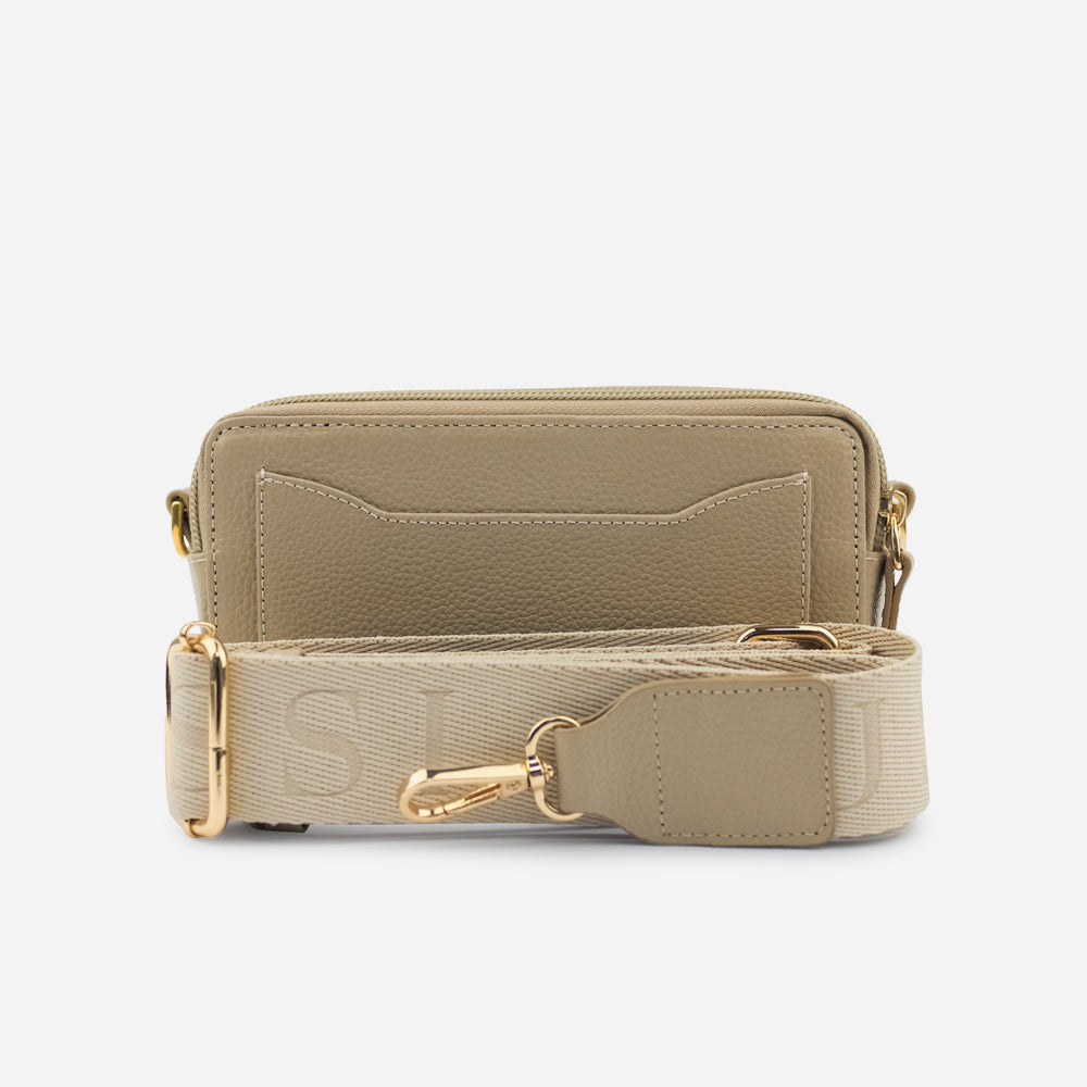 Bolso manos libres nebula de cuero para mujer - Taupe