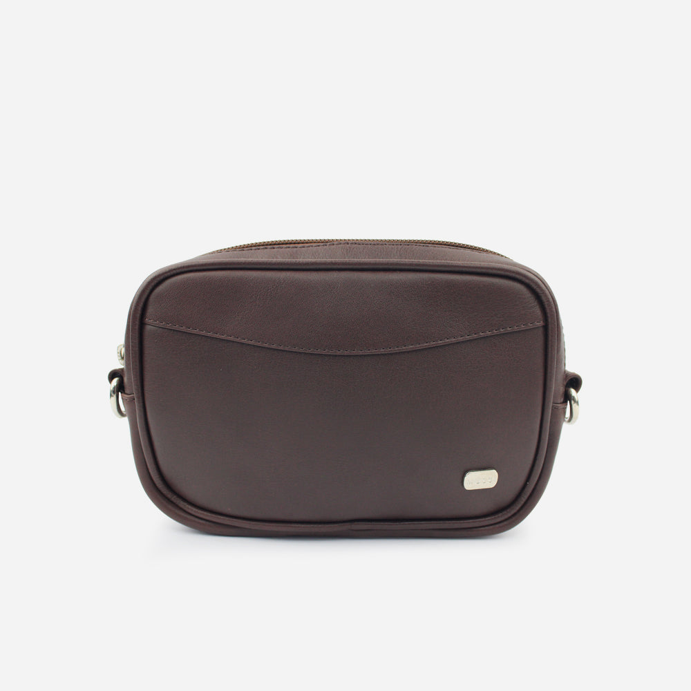 Bolso manos libres avellana de cuero para mujer - Café