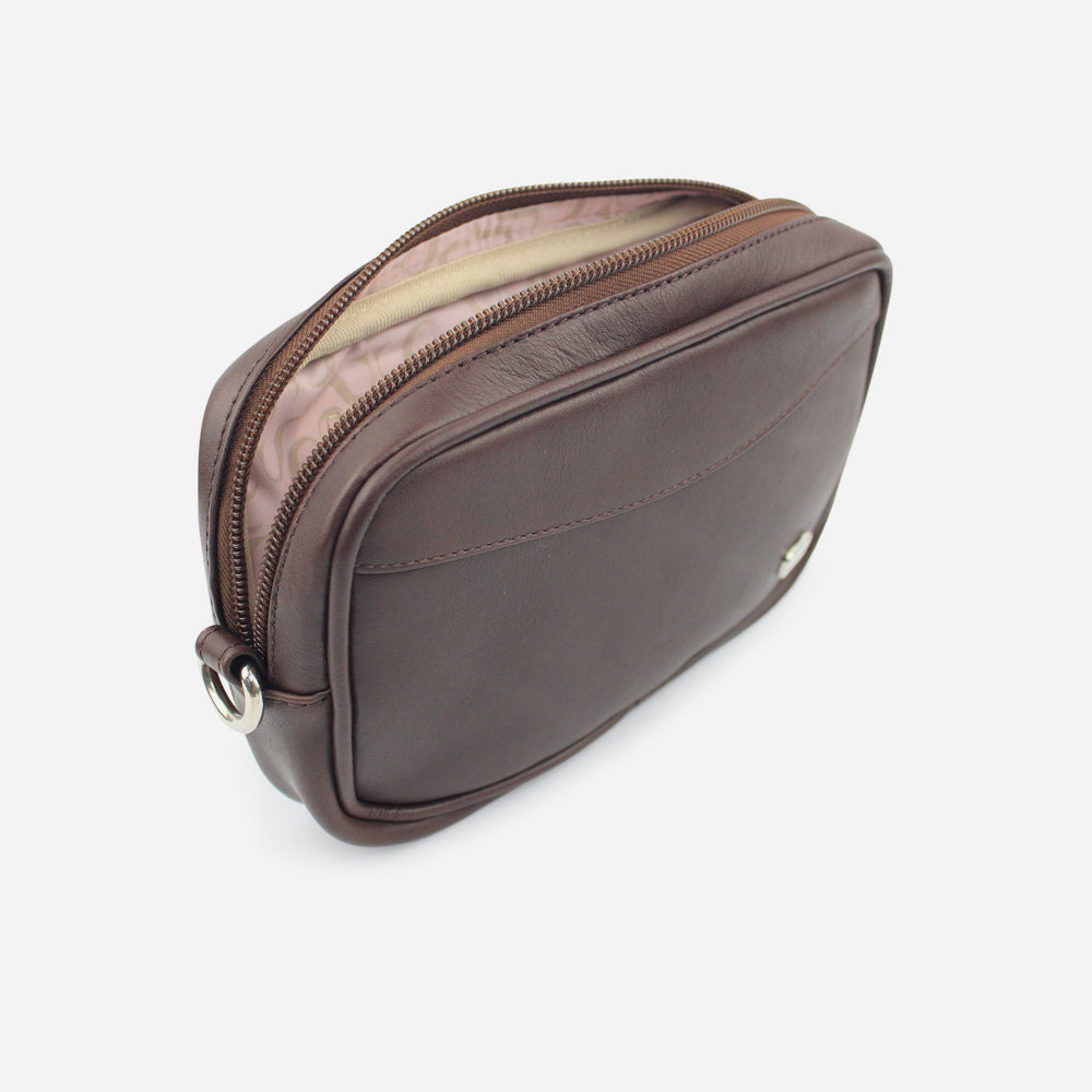 Bolso manos libres avellana de cuero para mujer - Café