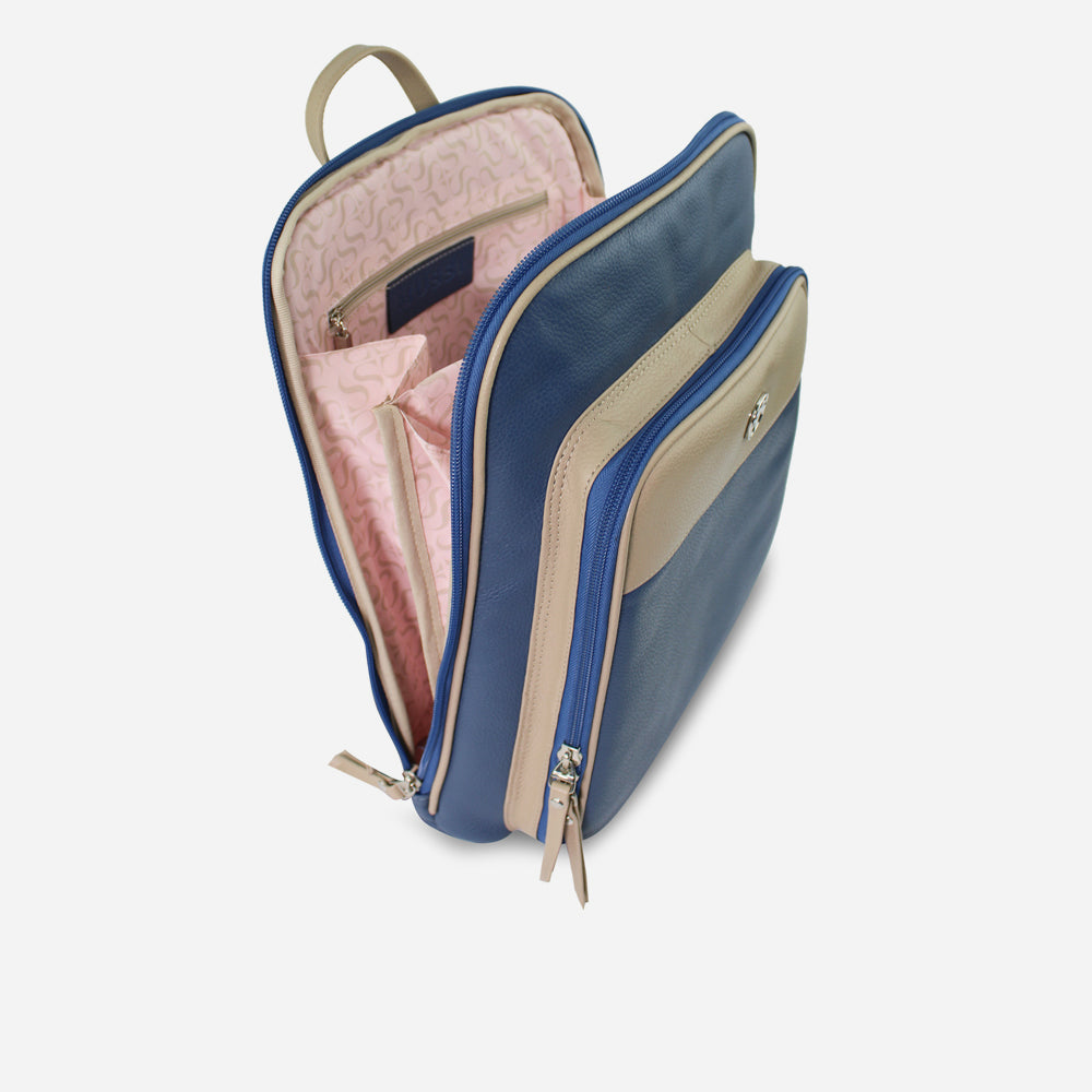 Morral kimberly de cuero para mujer - Celeste