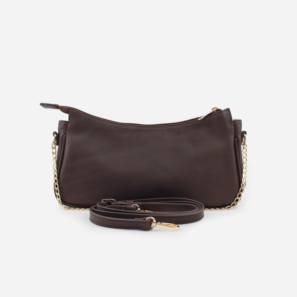 Bolso manos libres stirling de cuero para mujer - Café